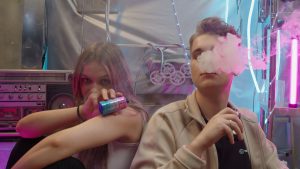 smoking e-cigarette